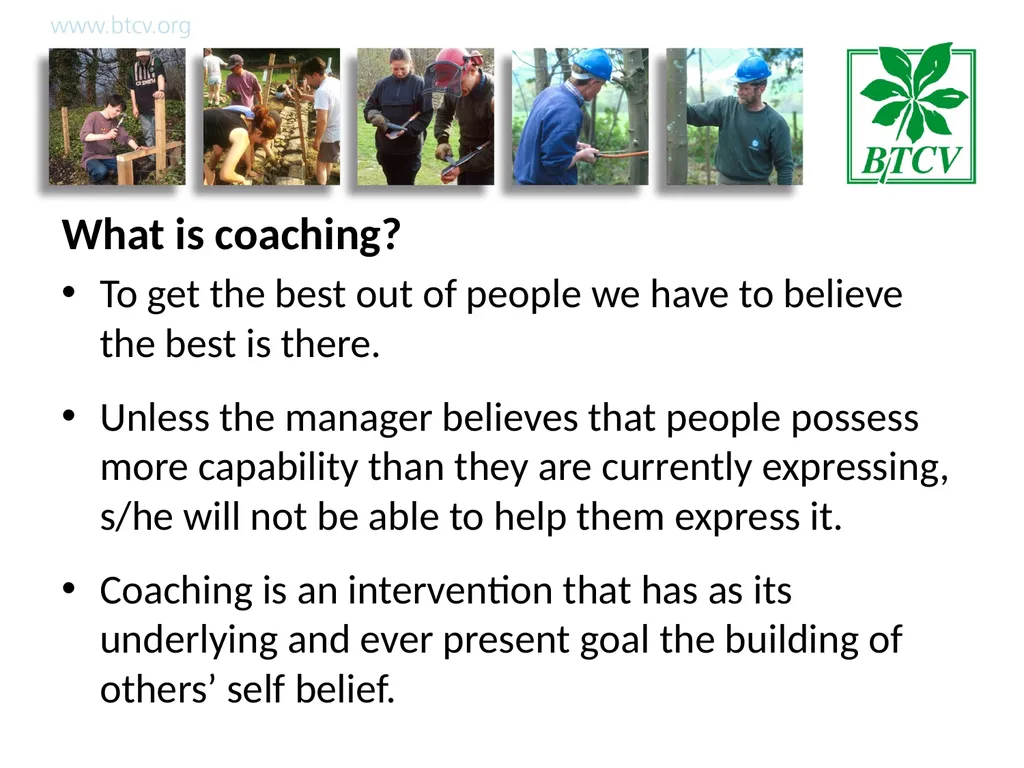 Coaching Aim To help managers encourage learning - slide 12 of 25
