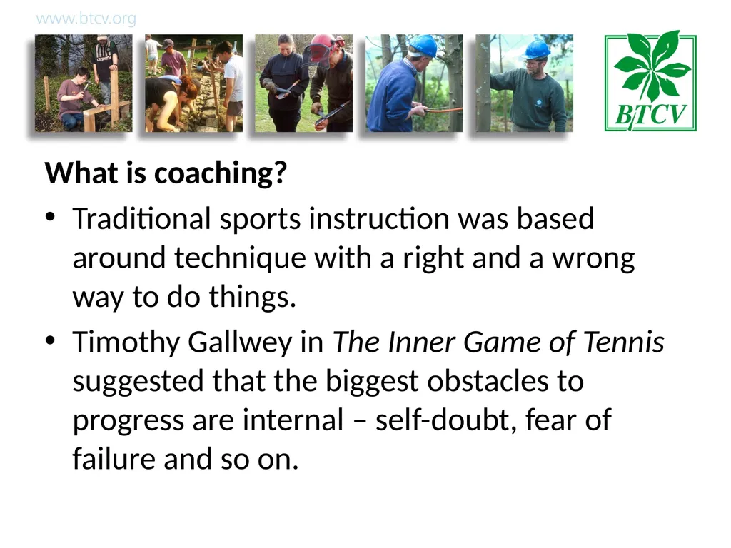 Coaching Aim To help managers encourage learning - slide 10 of 25