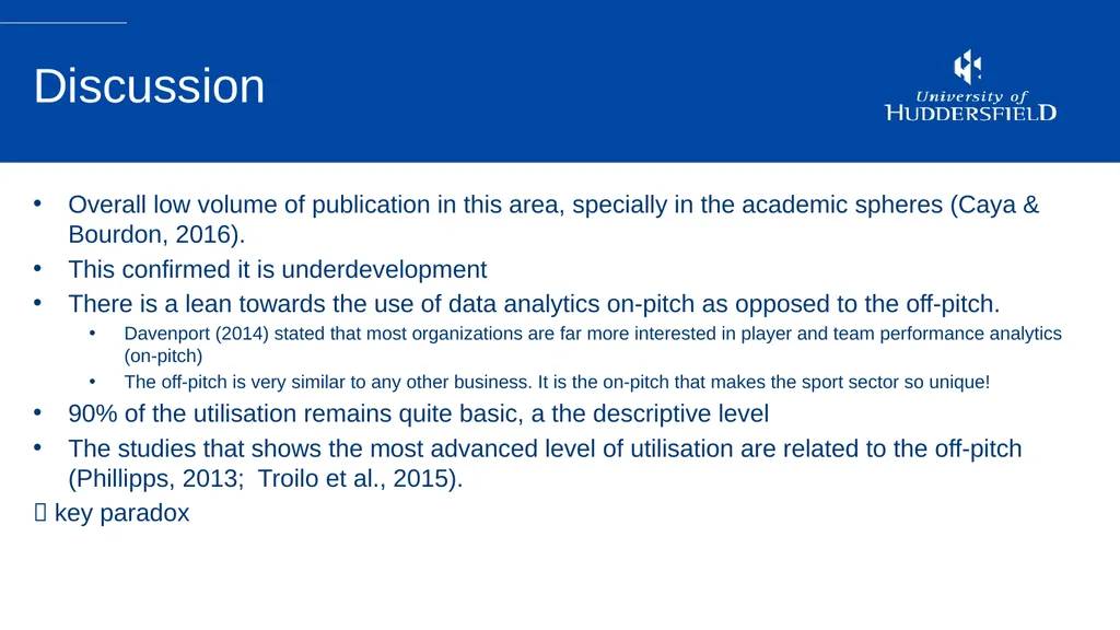 Sport Analytics Utilization in The Sport Industry: - slide 16 of 20