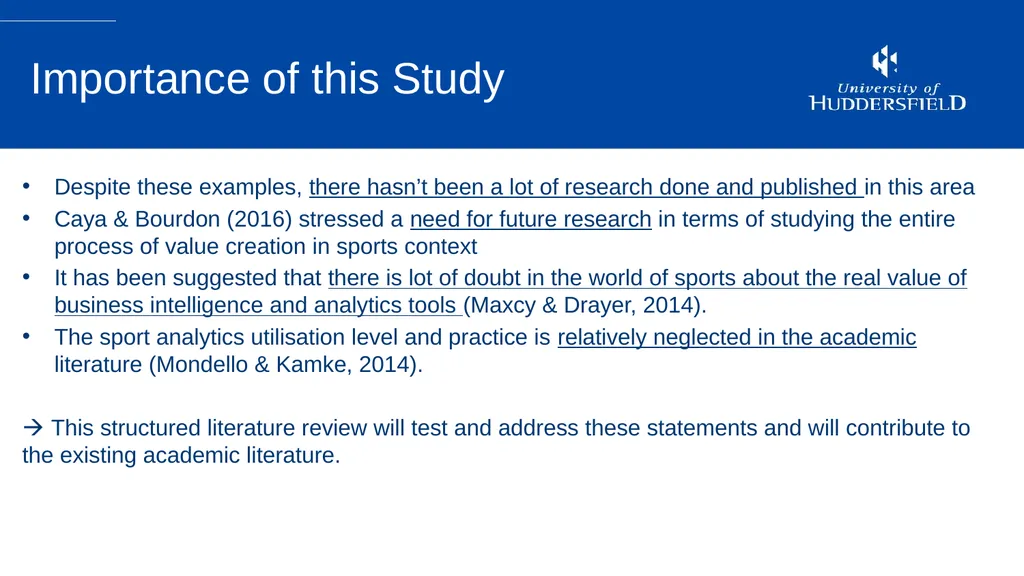 Sport Analytics Utilization in The Sport Industry: - slide 6 of 20