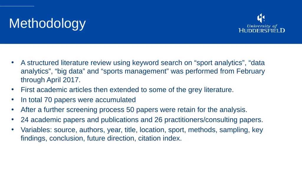 Sport Analytics Utilization in The Sport Industry: - slide 7 of 20