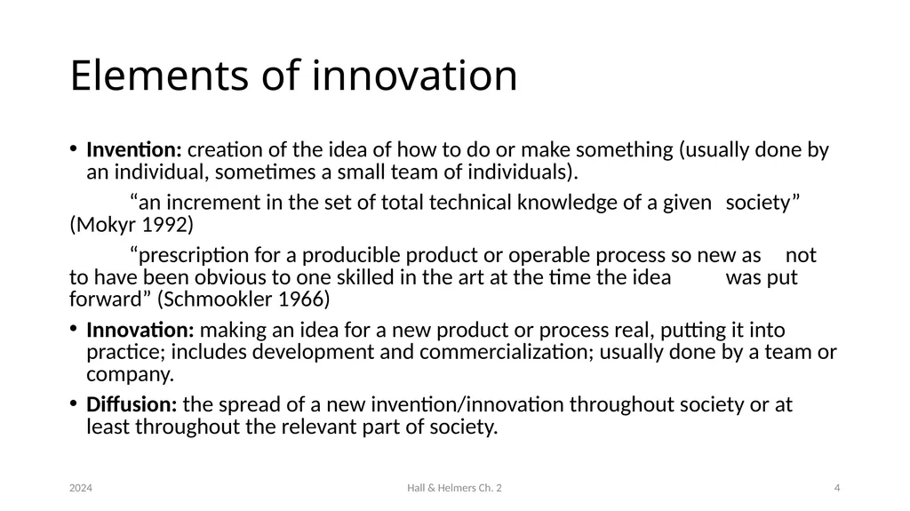 Chapter 2 The innovation process Bronwyn H. Hall & - slide 4 of 29