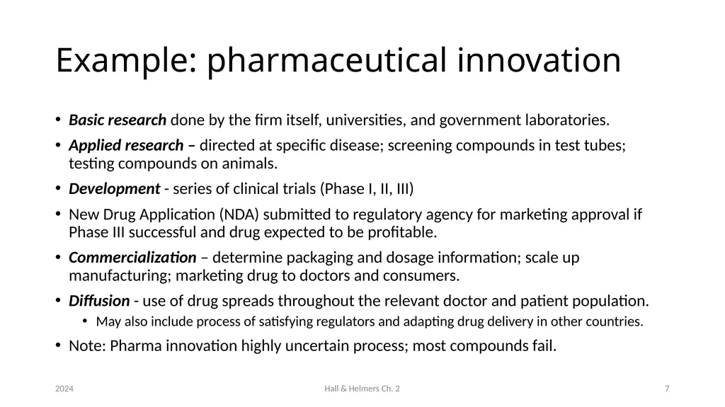 Chapter 2 The innovation process Bronwyn H. Hall & - slide 7 of 29