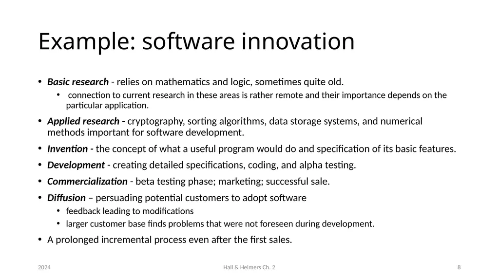 Chapter 2 The innovation process Bronwyn H. Hall & - slide 8 of 29
