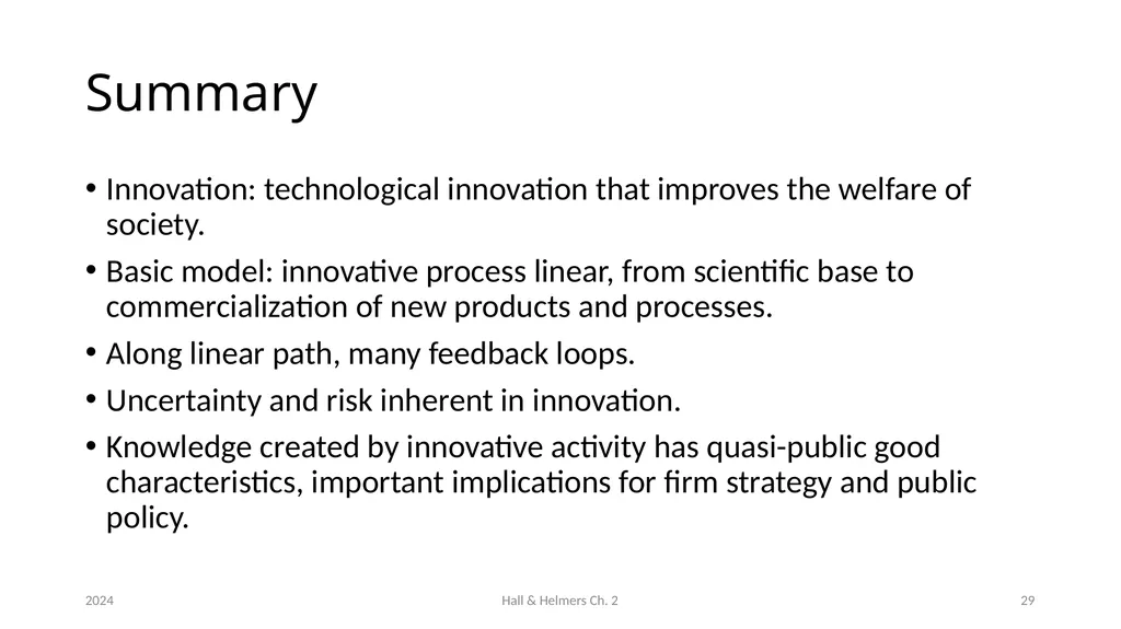 Chapter 2 The innovation process Bronwyn H. Hall & - slide 29 of 29