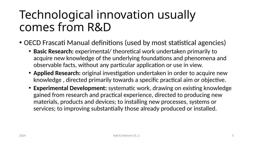Chapter 2 The innovation process Bronwyn H. Hall & - slide 5 of 29