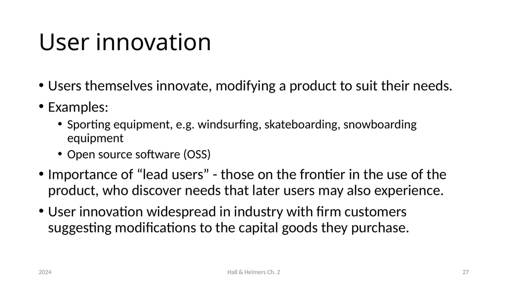 Chapter 2 The innovation process Bronwyn H. Hall & - slide 27 of 29