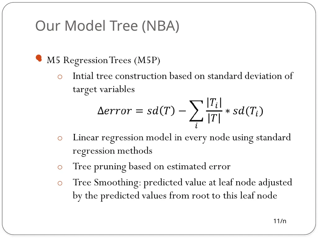 Model Trees for Identifying Exceptional Players in - slide 11 of 16