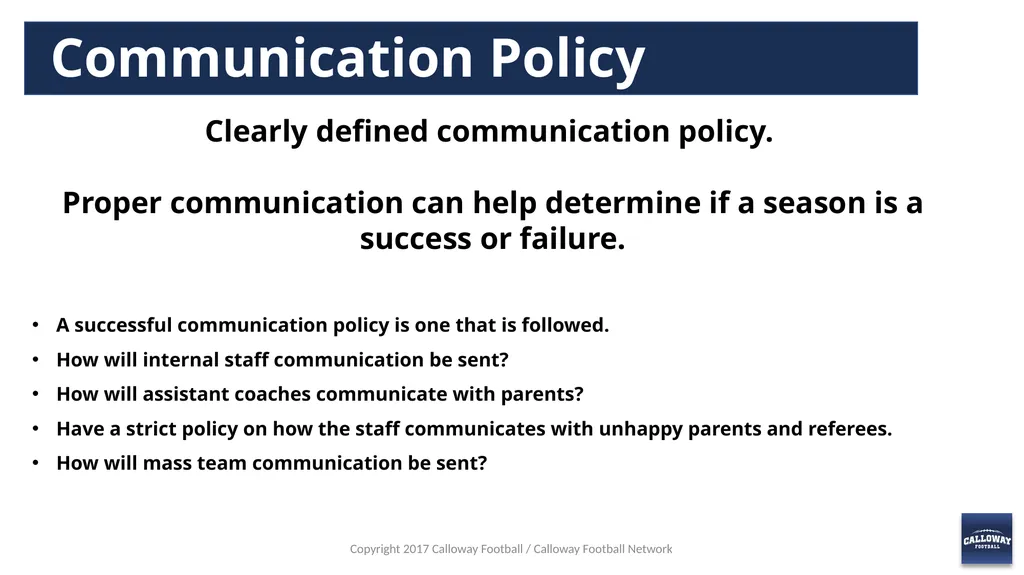 First Coaches Meeting Copyright 2017 Calloway - slide 12 of 13