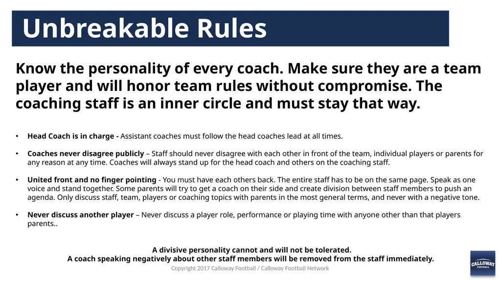 First Coaches Meeting Copyright 2017 Calloway - slide 5 of 13