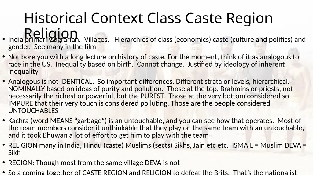 Historical Contexts for Lagaan and Cricket - slide 4 of 6