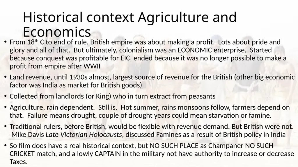 Historical Contexts for Lagaan and Cricket - slide 5 of 6