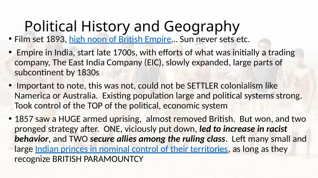 Historical Contexts for Lagaan and Cricket - slide 2 of 6