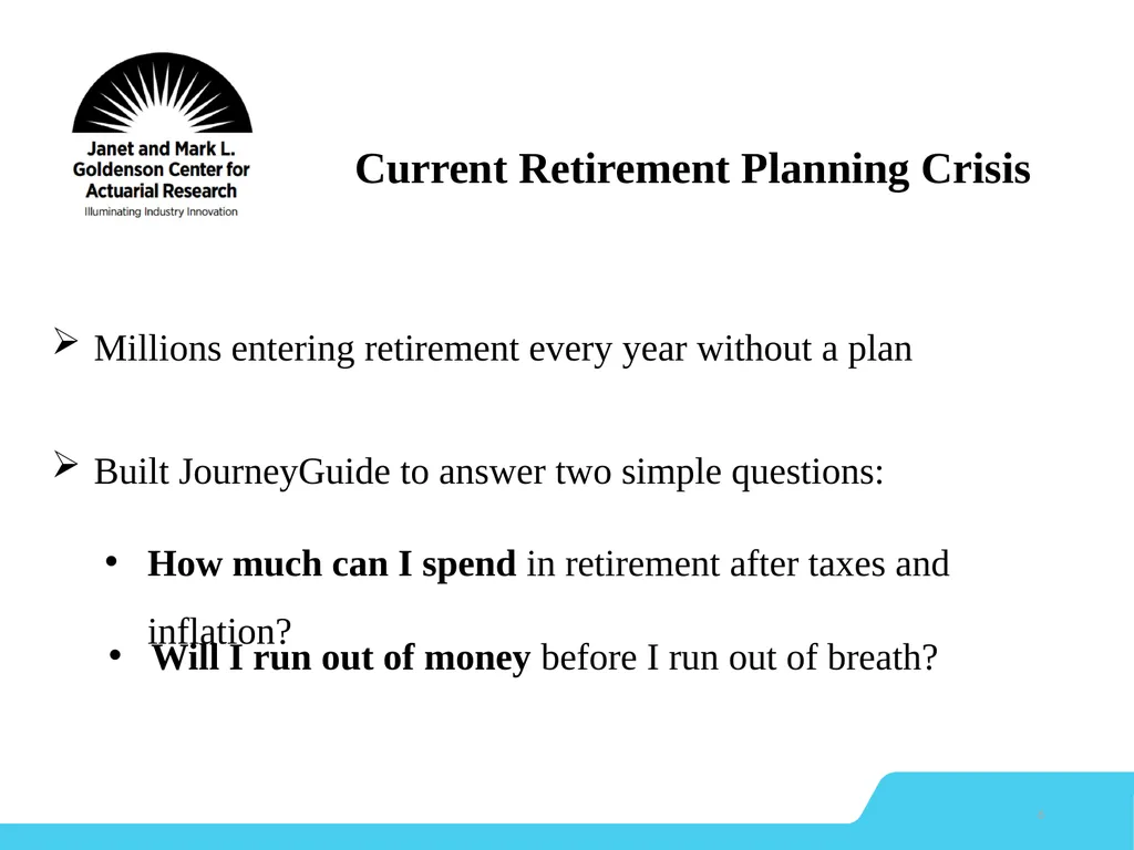 Dynamic Retirement Financial Planning Model 1 - slide 6 of 27