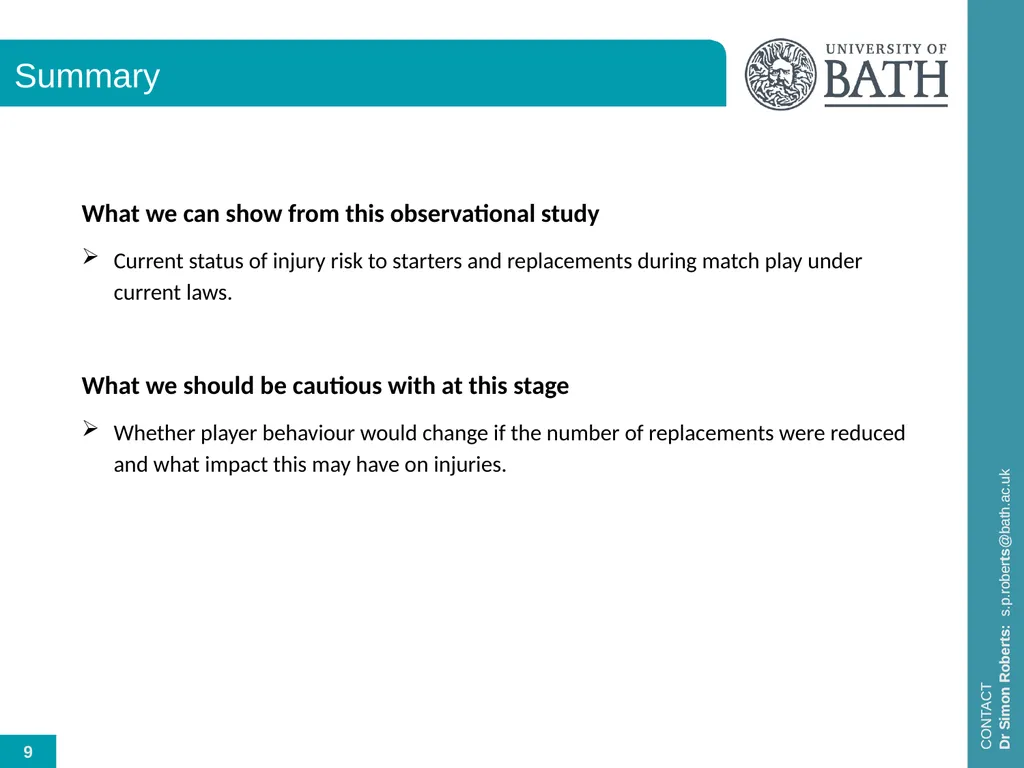 The contribution of in-game fatigue and use of - slide 9 of 10