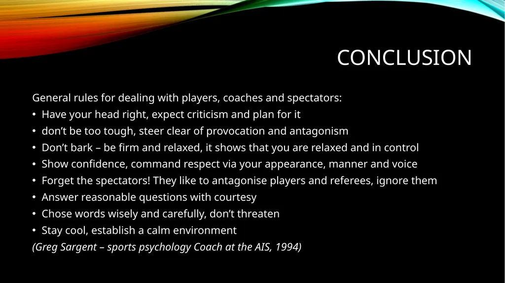 The effects of referee and player frustration on a - slide 22 of 23