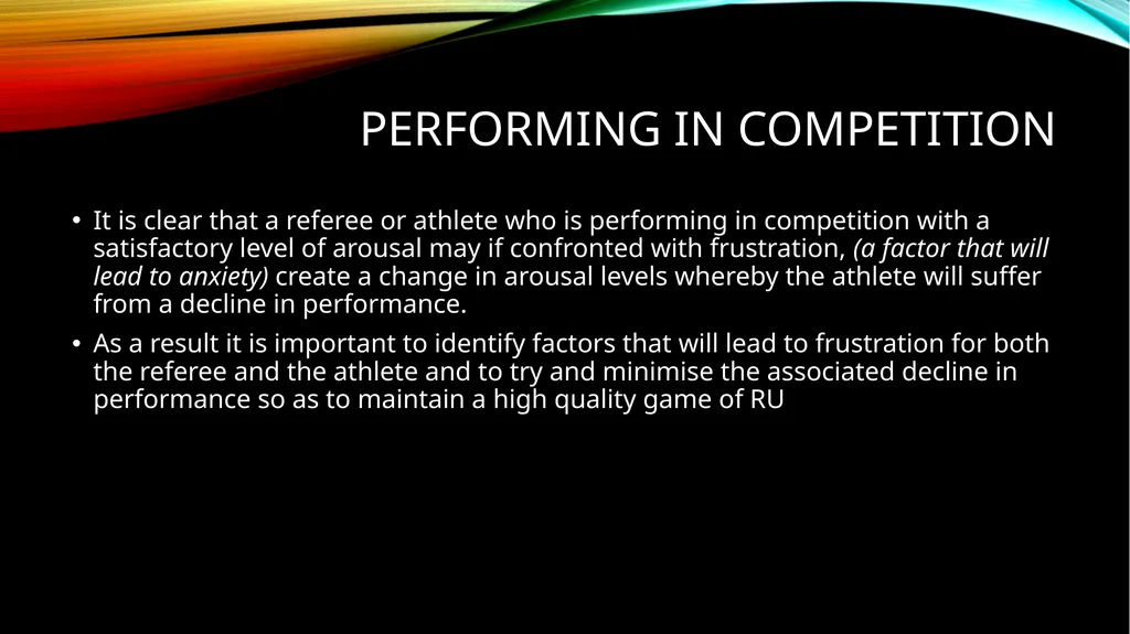 The effects of referee and player frustration on a - slide 11 of 23