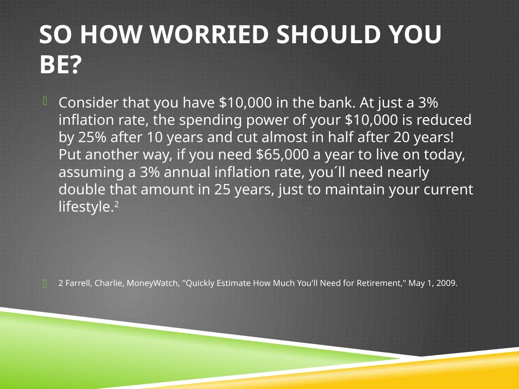Retirement Planning Seminar Dr Carson L. Greene - slide 19 of 27