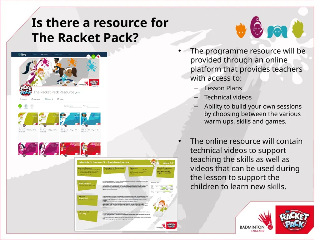 What is The Racket Pack? Badminton England's - slide 5 of 10