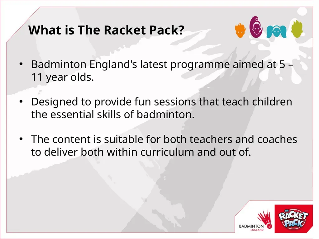 What is The Racket Pack? Badminton England's - slide 2 of 10