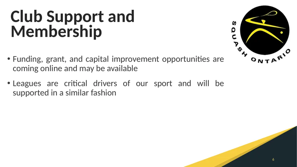 Squash Ontario 2020 AGM Meeting Wednesday, August - slide 6 of 11