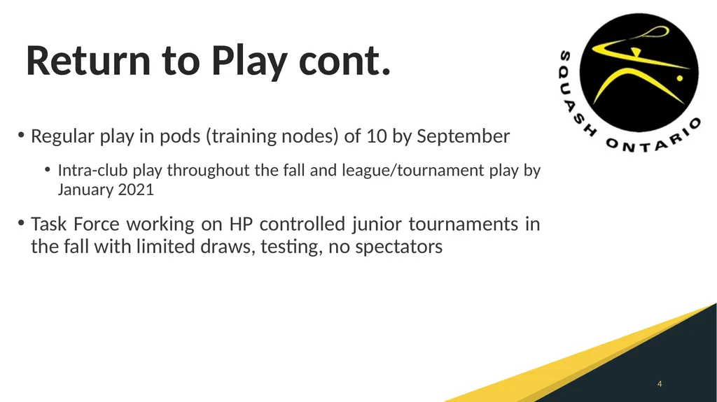 Squash Ontario 2020 AGM Meeting Wednesday, August - slide 4 of 11