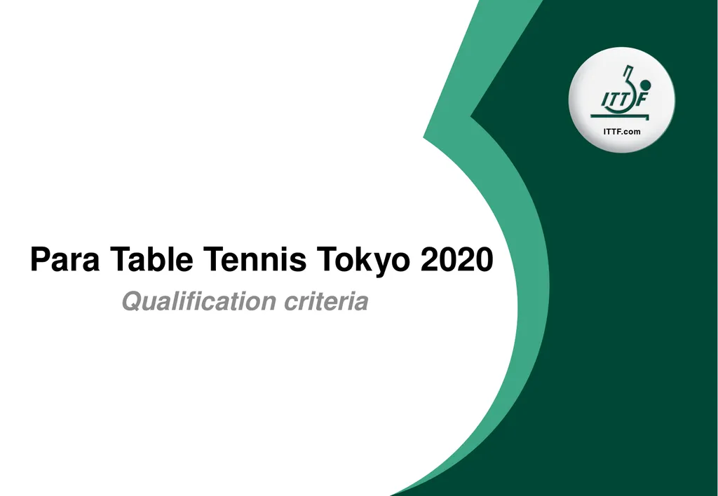 Para Table Tennis Tokyo 2020 Qualification