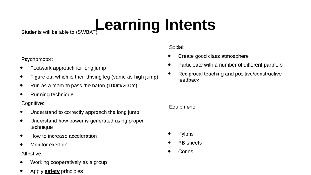Unit Plan - Track & Field Lesson Six- Long Jump - slide 2 of 9