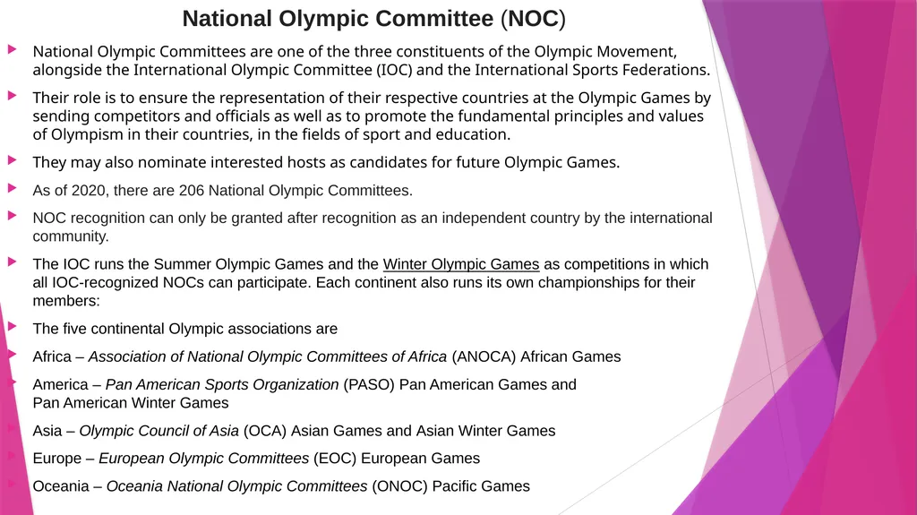 UNIT 2 STRUCTURE OF THE OLYMPIC MOVEMENT National - slide 2 of 7