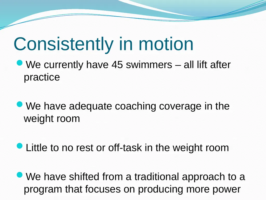 Making Your Swim Program Stronger Mike Adams – - slide 4 of 44