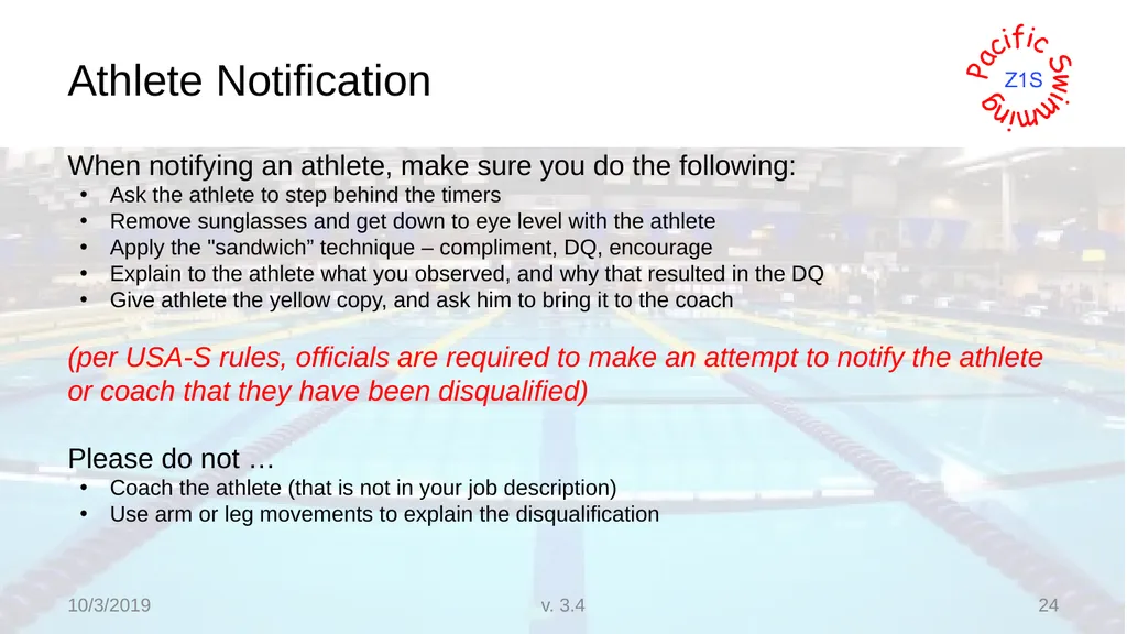 Beginning Stroke and Turn USA-S Officials Training - slide 24 of 53