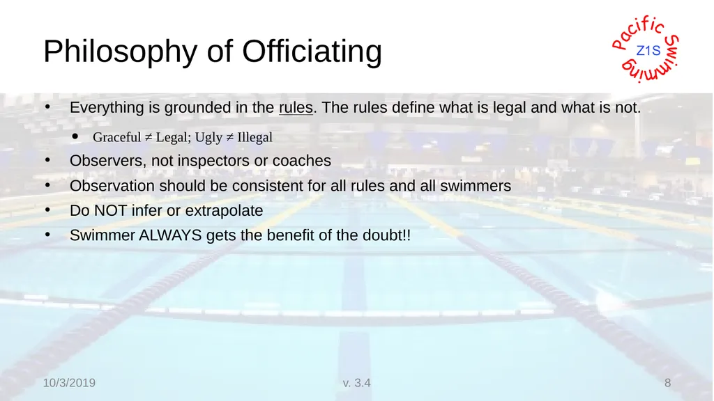 Beginning Stroke and Turn USA-S Officials Training - slide 8 of 53