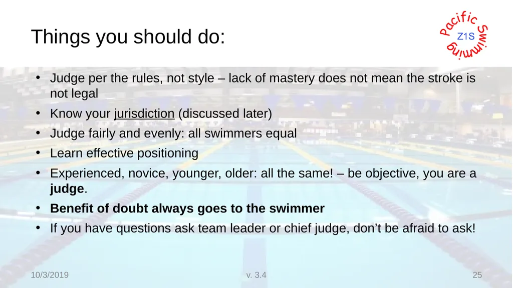 Beginning Stroke and Turn USA-S Officials Training - slide 25 of 53