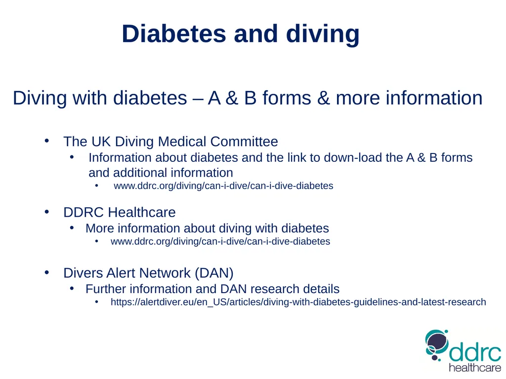 DDRC Healthcare – Diabetes & Diving Compiled by - slide 19 of 20