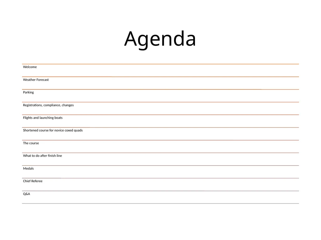 October 7, 2023, 5:00 pm Coxswains’ Meeting Agenda - slide 2 of 14