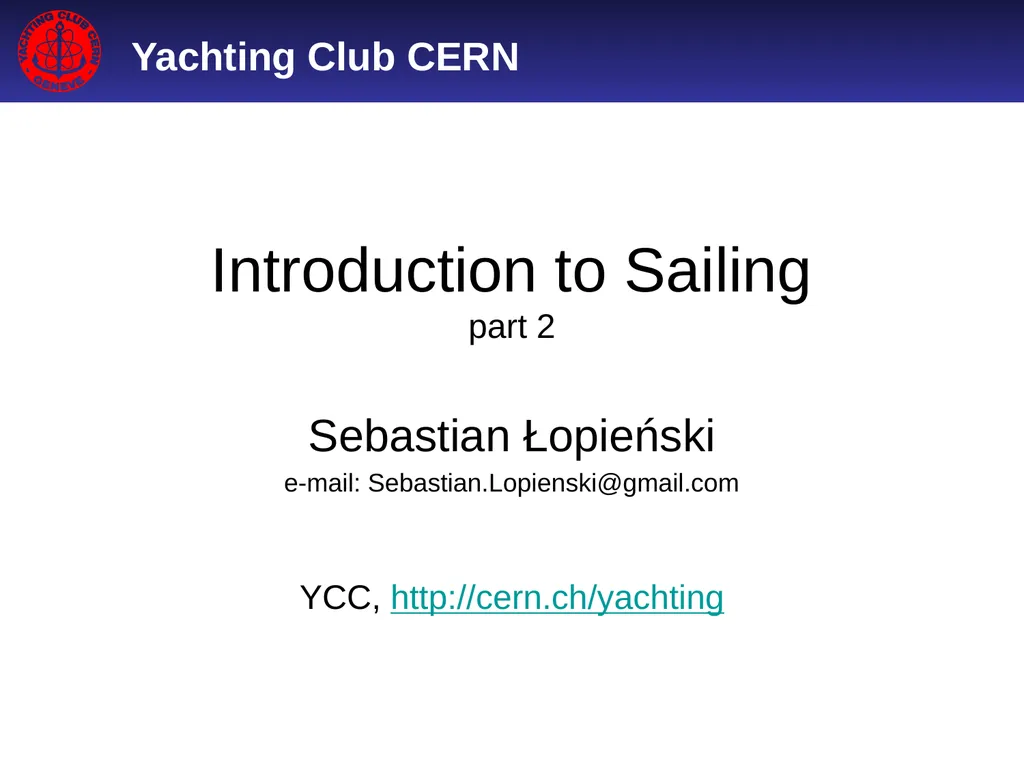 Introduction to Sailing part 2 Sebastian Łopieński - slide 1 of 21
