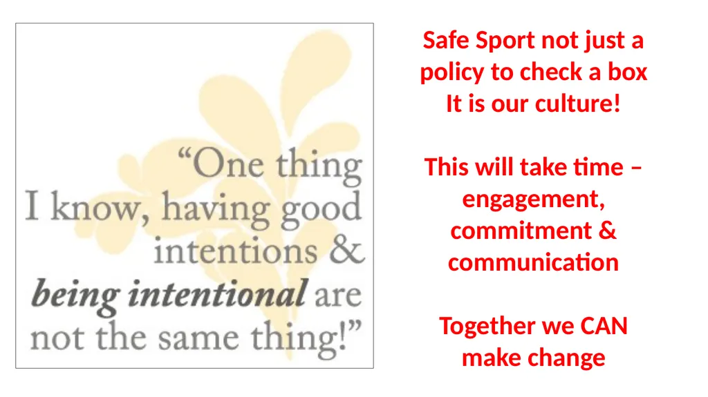 SAFE SPORT WHAT IS SAFE SPORT? A commitment and - slide 19 of 20