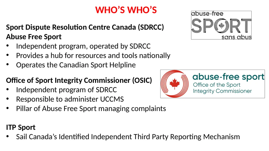 SAFE SPORT WHAT IS SAFE SPORT? A commitment and - slide 12 of 20