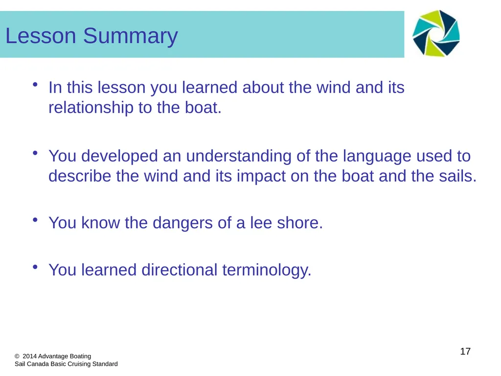 Section I: Part D Wind/Boat Relationships - - slide 17 of 19