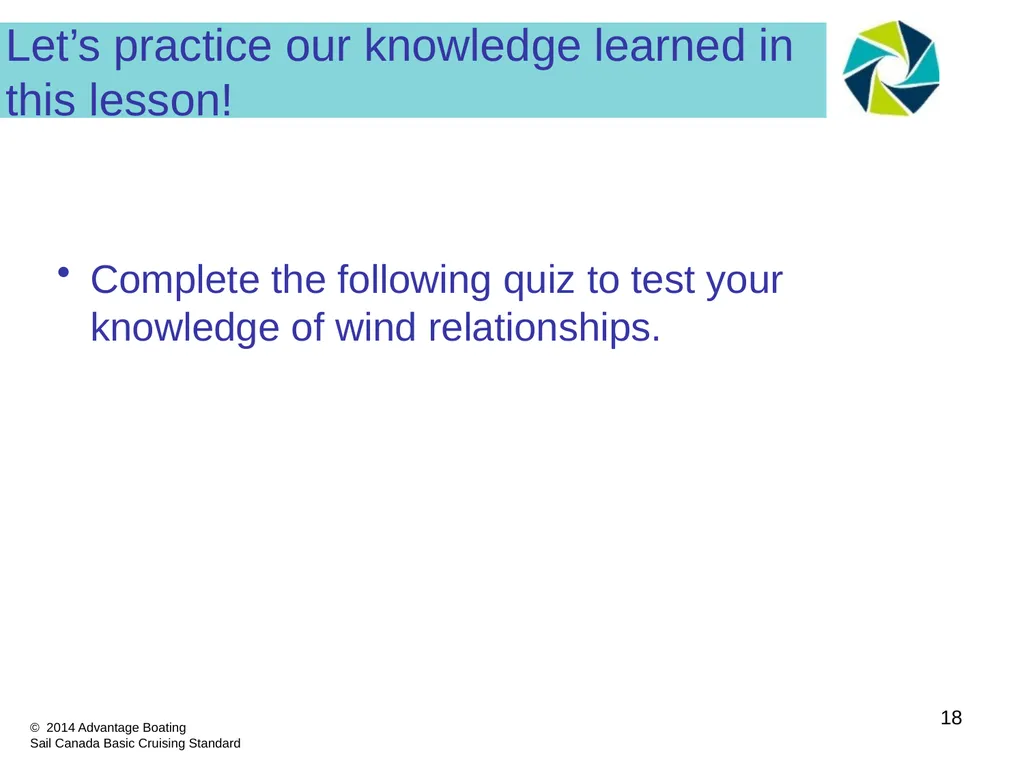 Section I: Part D Wind/Boat Relationships - - slide 18 of 19