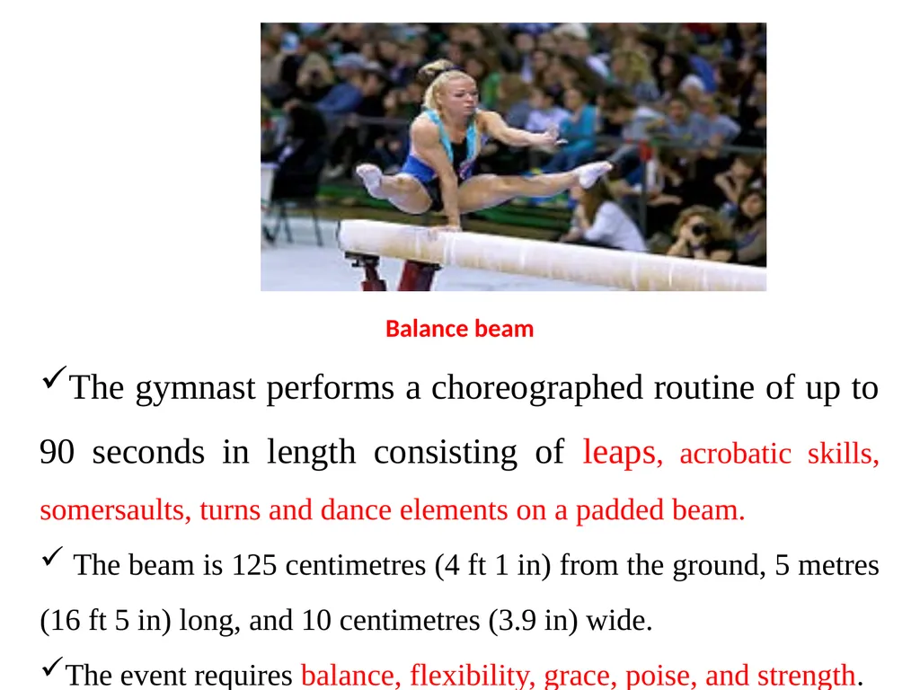 Gymnastics is:- a sport that includes exercises - slide 12 of 13