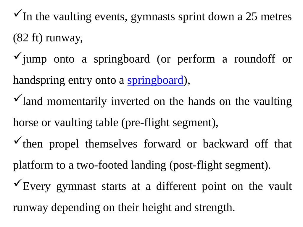 Gymnastics is:- a sport that includes exercises - slide 10 of 13