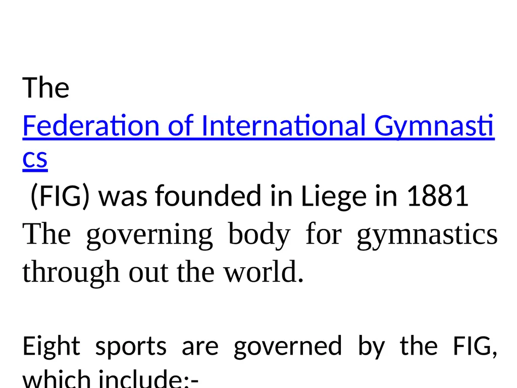 Gymnastics is:- a sport that includes exercises - slide 7 of 13