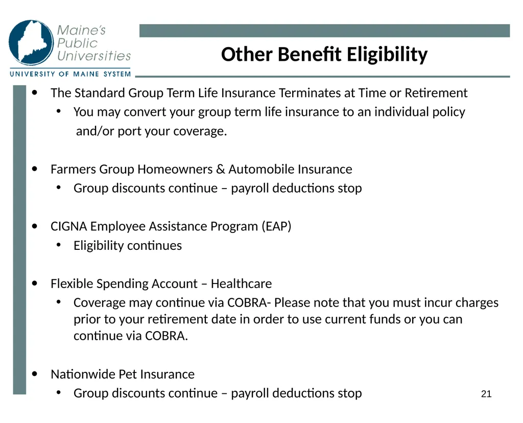 1 Planning For Retirement 2 Eligibility - slide 21 of 34