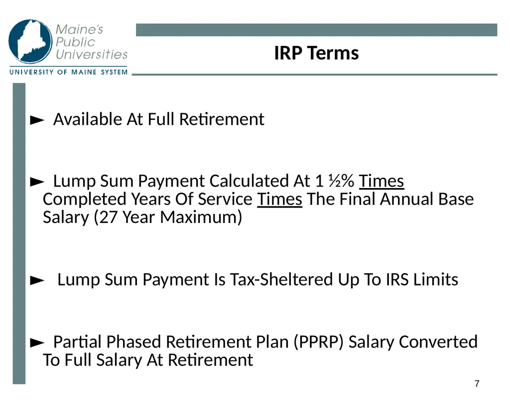 1 Planning For Retirement 2 Eligibility - slide 7 of 34
