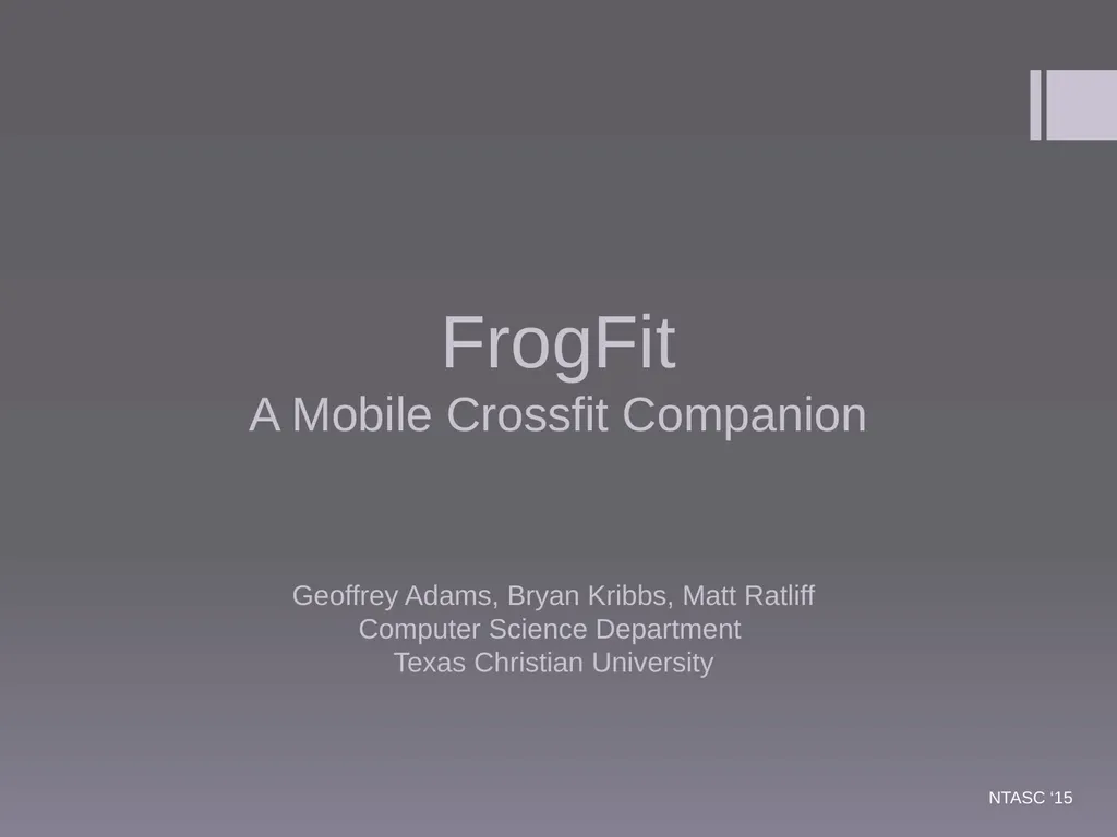 FrogFit A Mobile Crossfit Companion Geoffrey - slide 1 of 20