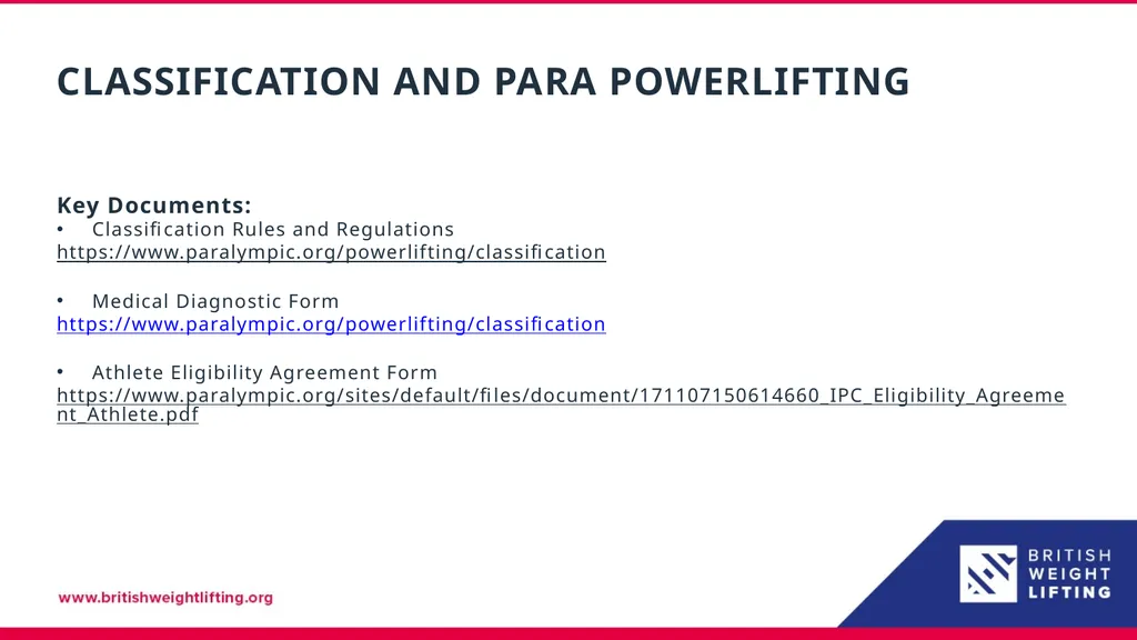 Classification – Para Powerlifting Tom Whittaker - slide 9 of 10
