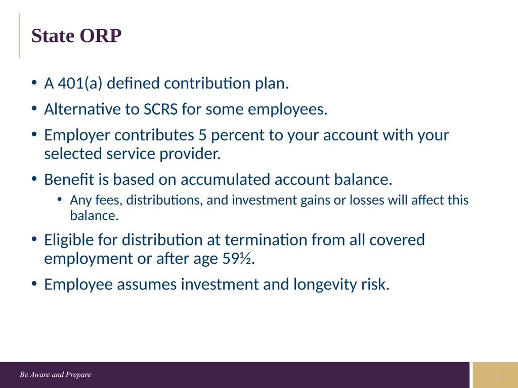 Understanding your retirement plan Retirement - slide 4 of 7