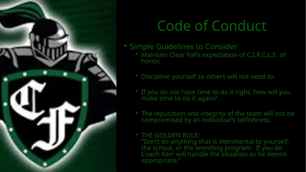 Clear Falls Wrestling Handbook Meeting Clear Falls - slide 6 of 28