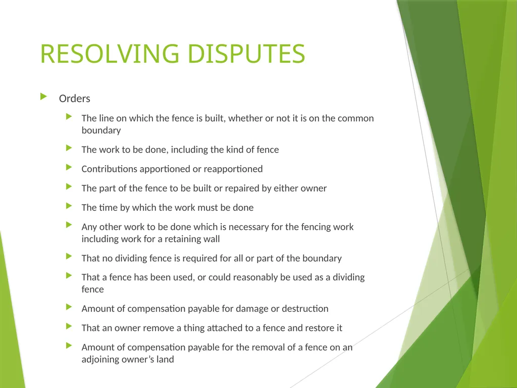 DIVIDING FENCES ACKNOWLEDGEMENT OF COUNTRY MRCLC - slide 21 of 25